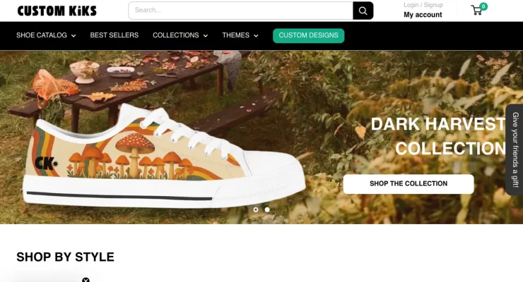 Custom Kiks website Screenshot