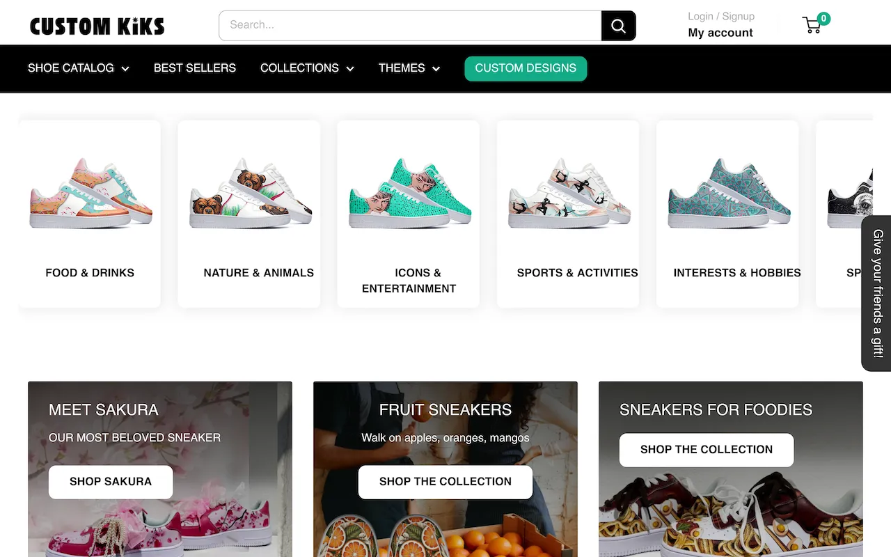 Custom Kiks website Screenshot