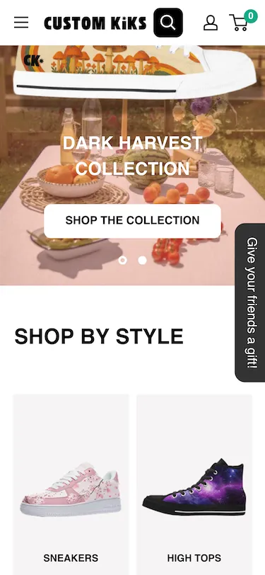 Custom Kiks website Screenshot