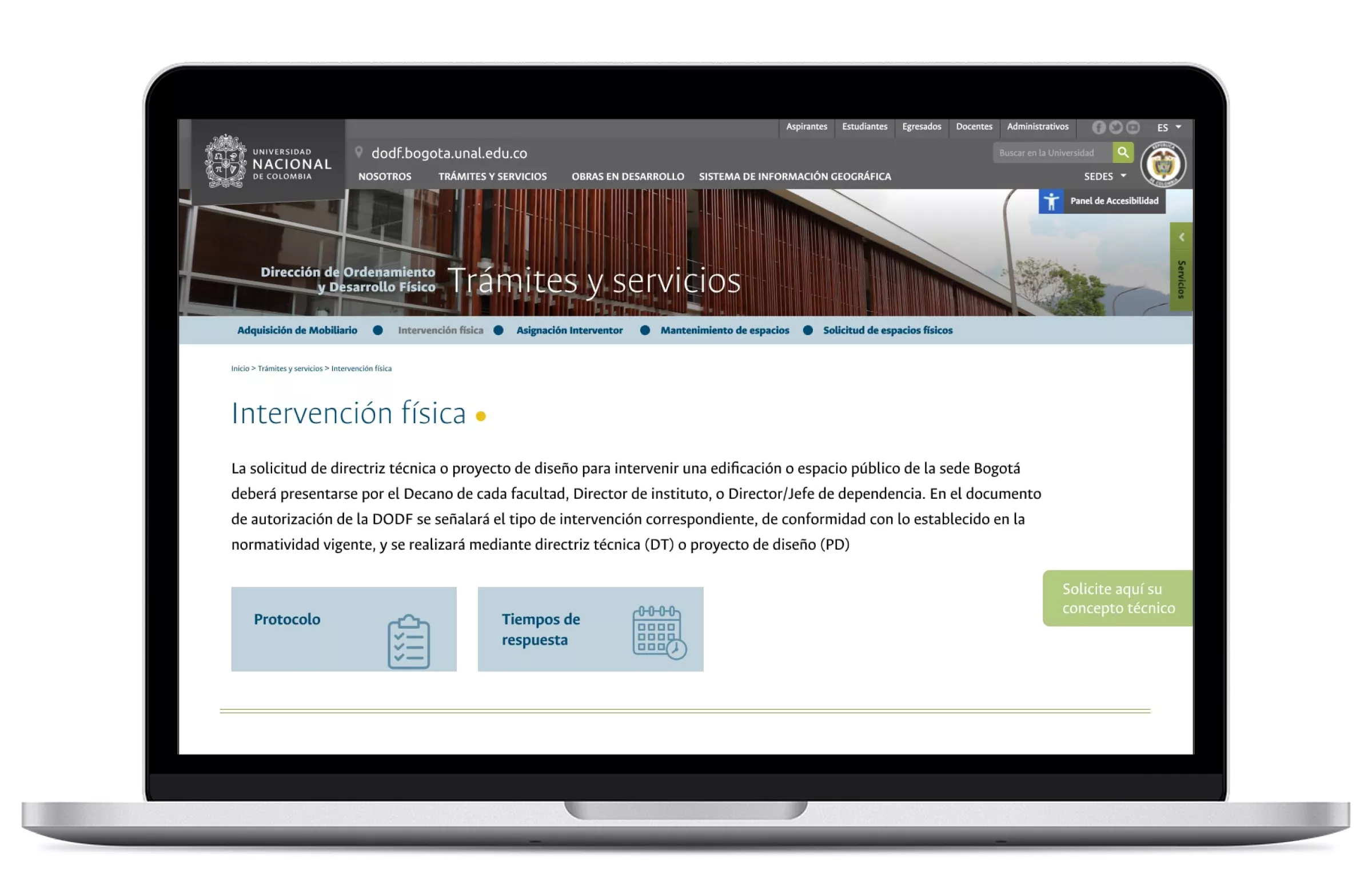 caso-dodf-mockup-2 Interfaz estándar de una página de contenidos. Incluye un menú auxiliar que sirve como ubicador y navegación directa.