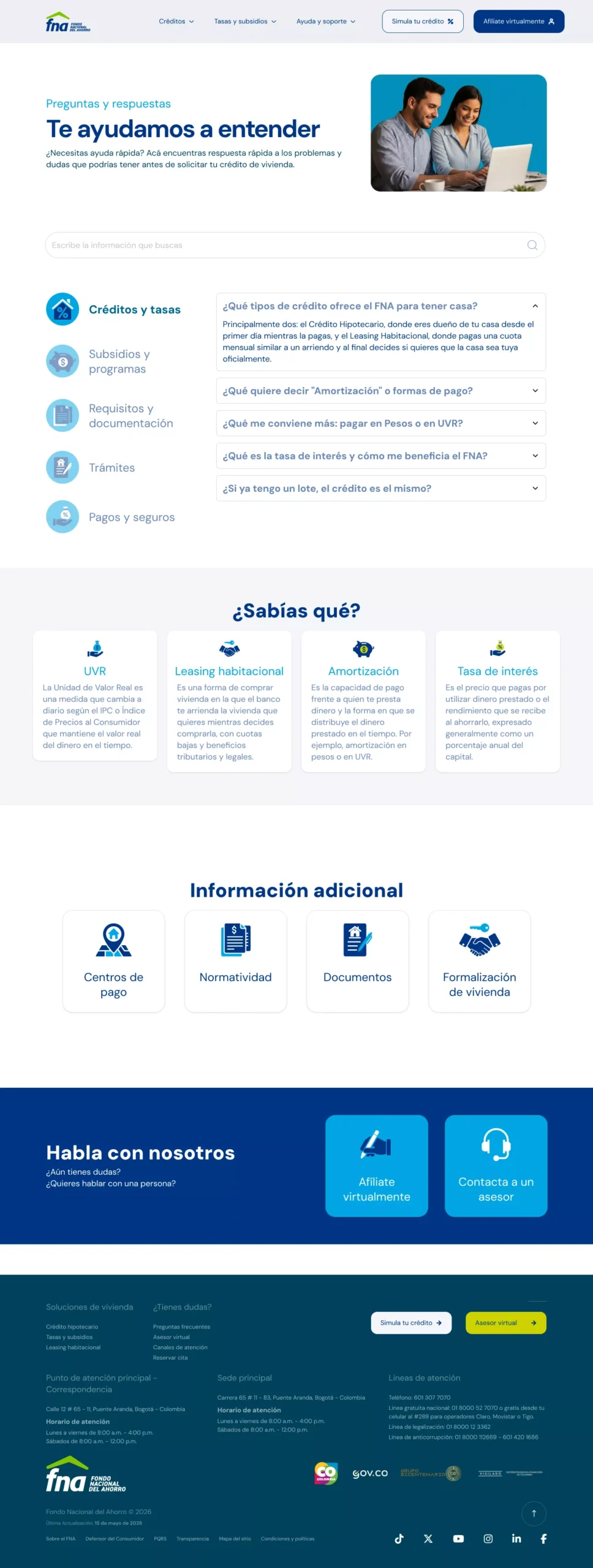 Preguntas frecuentes organizadas según el interés del usuario
